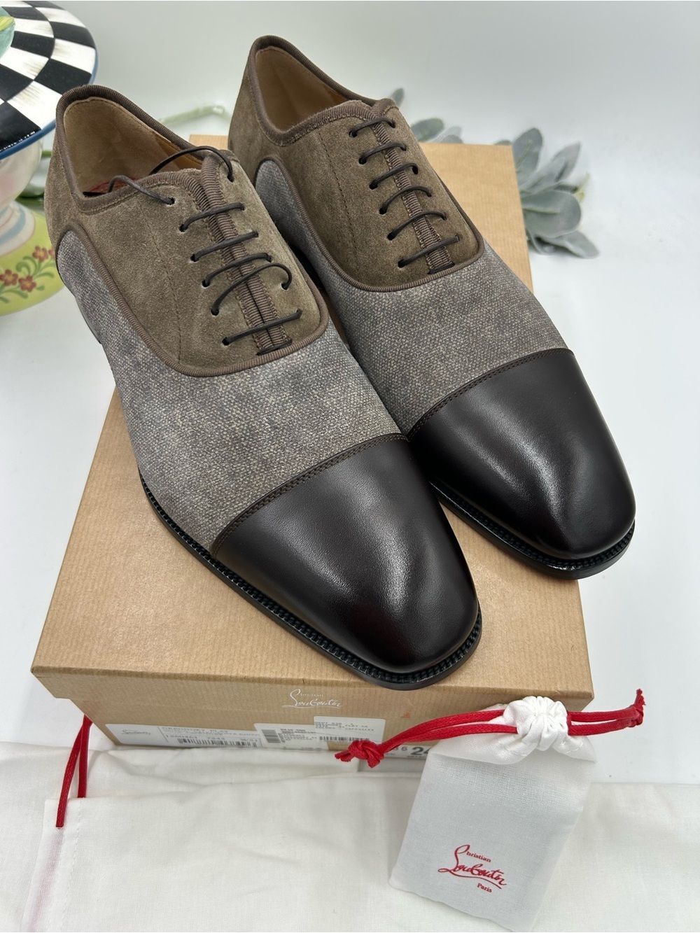Men's Christian Louboutin Gregory velvet Twill and Leather Oxford's size 43